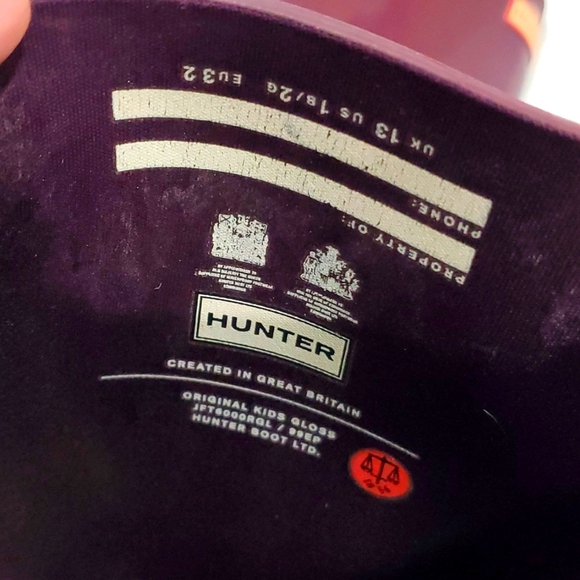 Girls Hunter boots purple size 1 - Picture 6 of 7